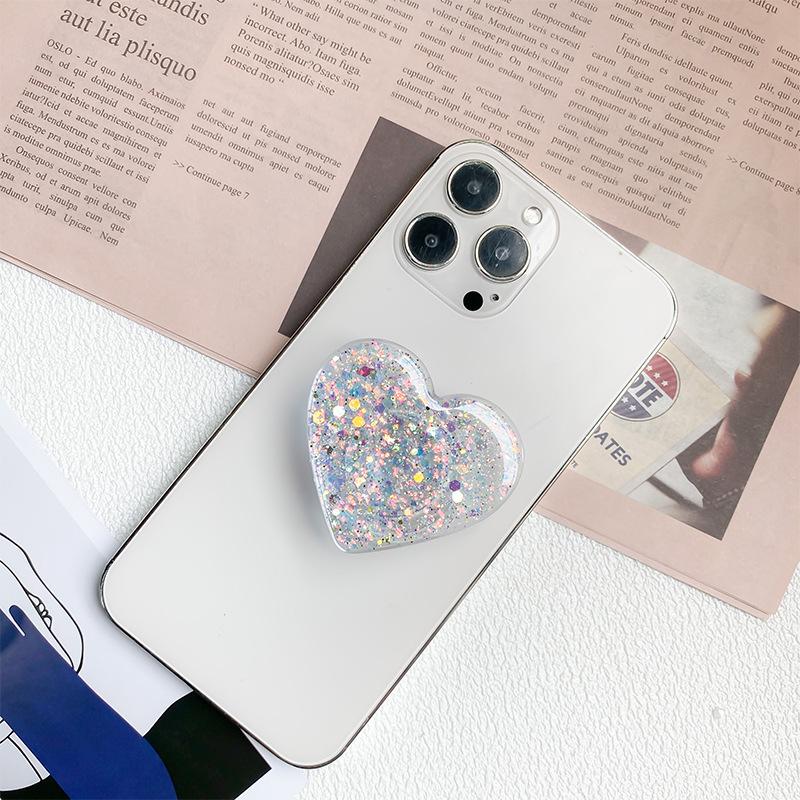 Epoxy Glitter Sequined Love Mobile Phone Airbag Bracket Retractable Wind Simple Niche Stable Carry