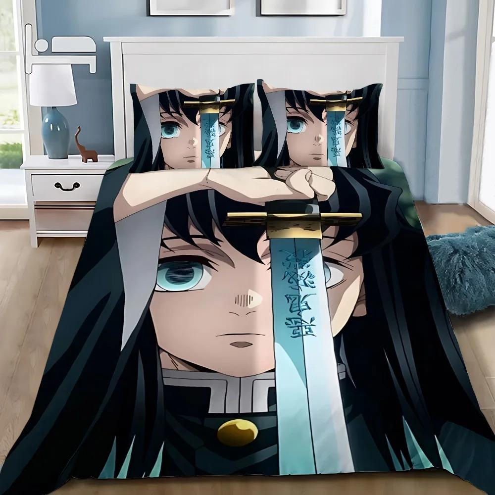 Poszewka na kołdrę poszewka na poduszkę Anime M-Muichiro tokitoS Zestaw pościeli dla dorosłych chłopca dziewczynki Dekoracja sypialni dla dorosłych Prezent Pojedynczy Podwójny