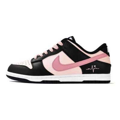 Dunk Violent Pink Leather Abrasion Resistant Low Top Skateboard Shoes Women's Black Pink CW1590-100(Team1573-)