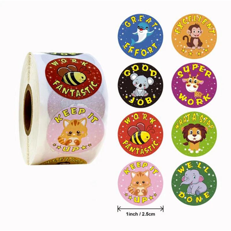500sheets/roll Children Stickers Rolling Animal Roll Stickers Small Cute Game Sticker Kids DIY Gift Sealing Label Decoration TMZ