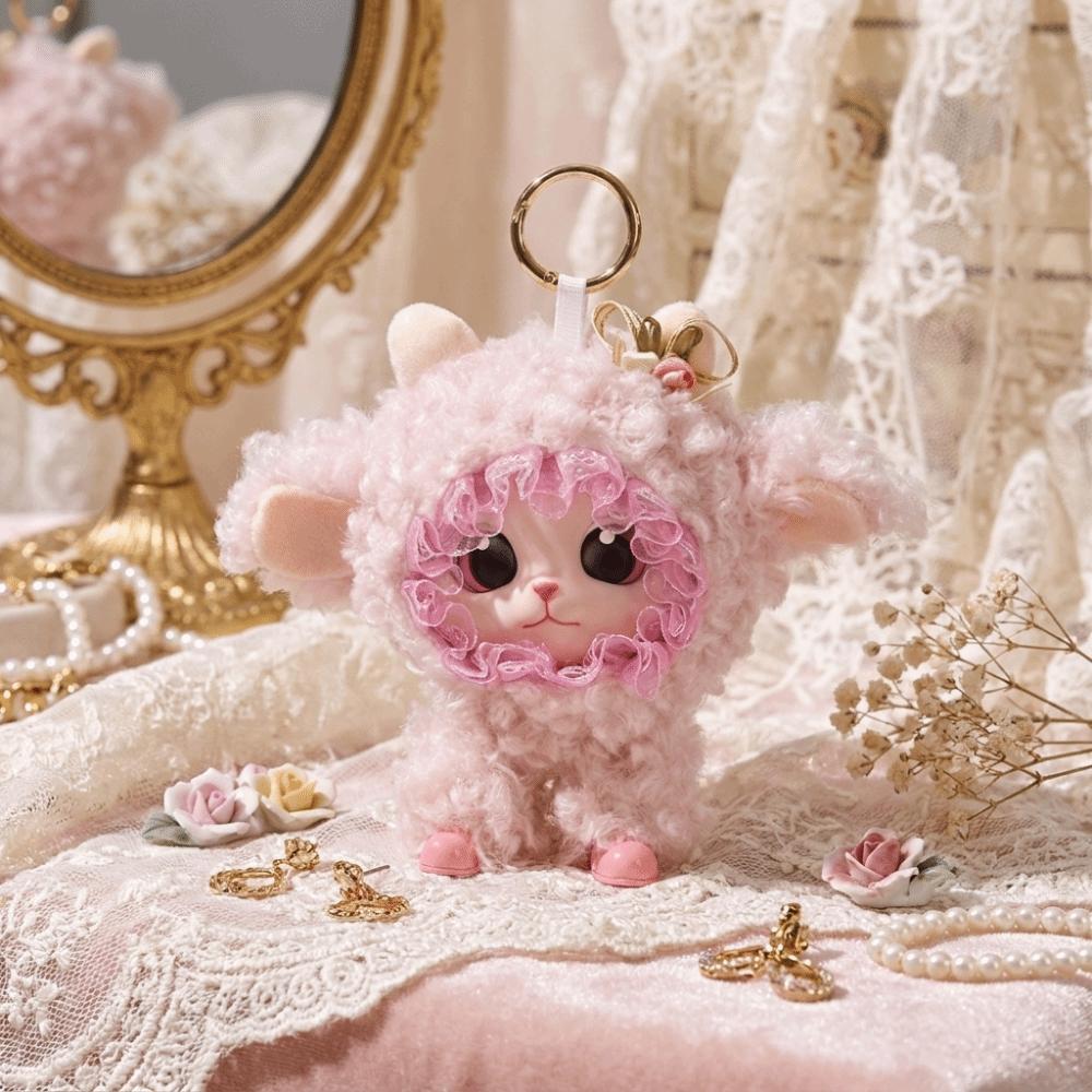Layered Design Plush Lamb Keychain Soft Plush Mini Plush Pendant Vinyl Doll Keychain  Holiday Gift