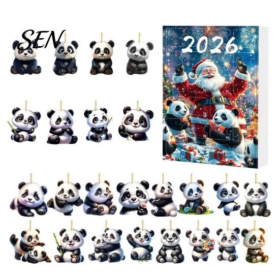 Cute Animal Hanging Ornaments Panda Advent Calendars 2026, 2D Acrylic for Creative Christmas Gifts Children Xmas Tree, 24 Days Countdown Calendar,