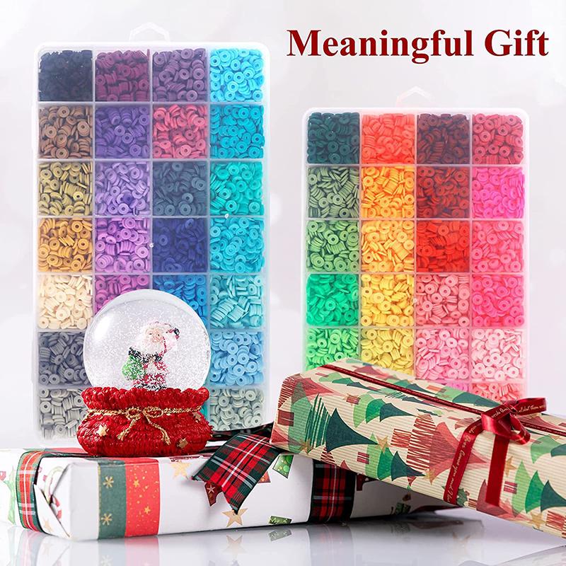 4800PCS Clay Beads for Bracelet Making Kit Clay Flat Polymer Beads Jewellery