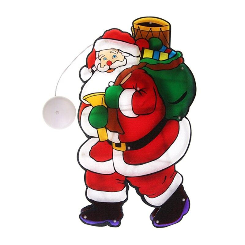Christmas Led Window Suction Cup Hanging Lamp Elk Santa Snowman Christmas Tree Holiday Lamp Merry Christmas LED Lamps for Home