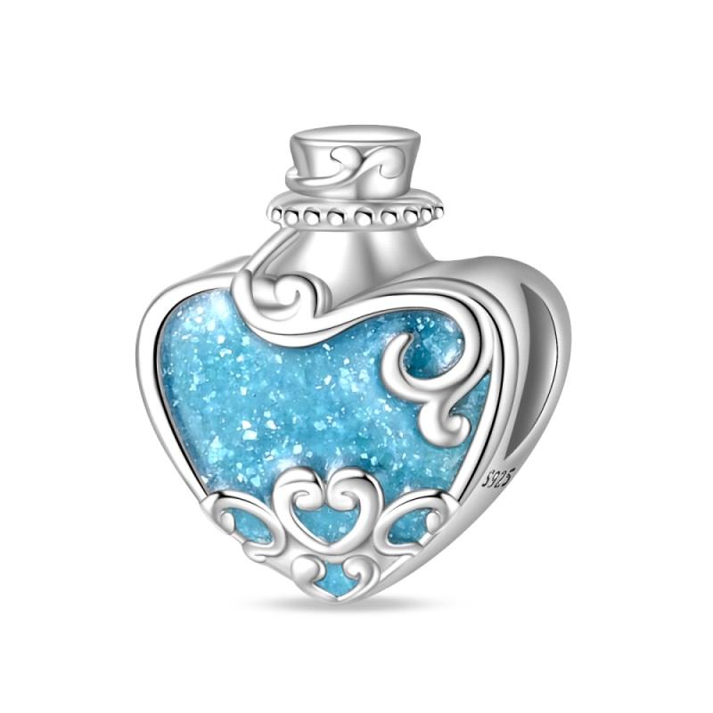 Stering Authentic Copper Blue Bow Perfume Heart Charm Dancing Shoes Bead Fit Original 3Mm Bracelet Handmade DIY Women's Fine Quality Jewelry