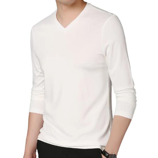 Herren Herbst Frühling Top V-Ausschnitt Lange Ärmel Reine Farbe Slim Fit Dünner Pullover T-Shirt Alltagskleidung Sport Homewear Kleidung