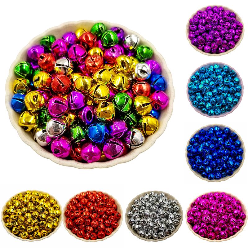 20/100/200Pcs 6/8mm DIY For Festival Party Loose Beads Christmas Jingle Bells Necklace Bracelet Pendant