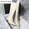 Pointed Toe Women Knee High Boots Fashion Soft Leather Thick Heels Shoes Autumn Winter Ladies Concise Long Botas De Mujer