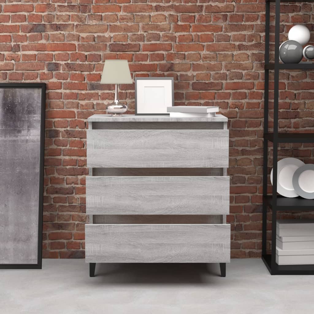 Vidaxl Chest of Drawers, Sonoma Oak Grey, 60X35X69 Cm, Wood-Based Material