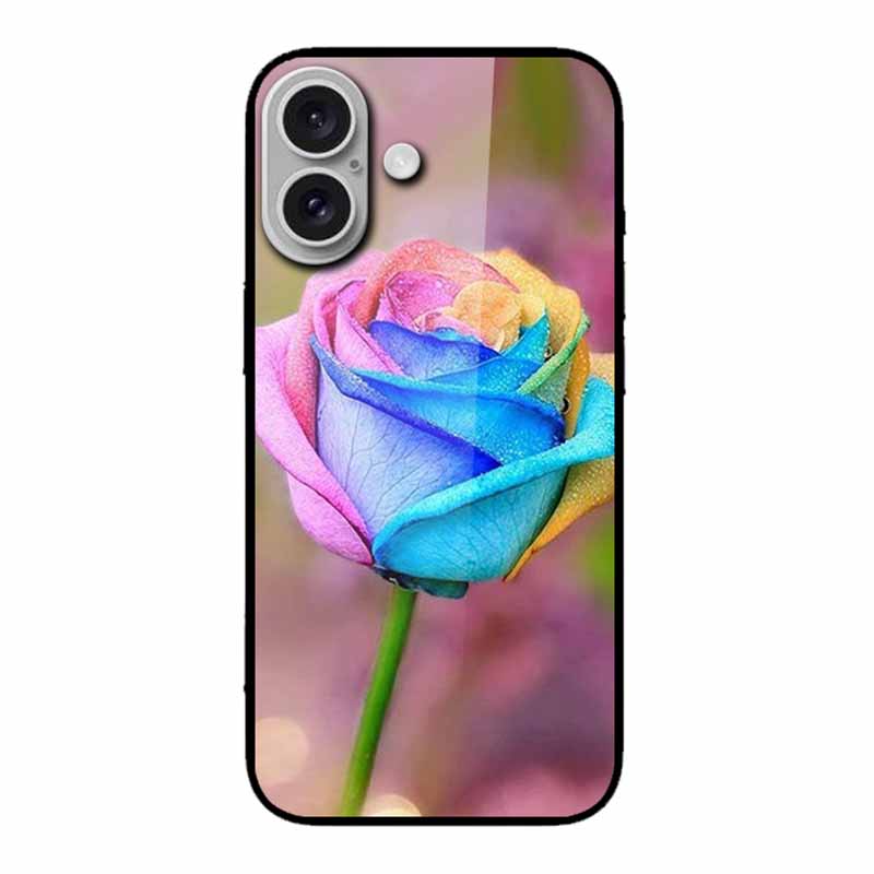 Glas Hülle Für iphone 16 Plus 16Plus Hülle Gehärtetes Glas Harte Rückseite Hülle Für iphone 16 Plus Handyhülle Weiches TPU Schwarzer Stoßfänger