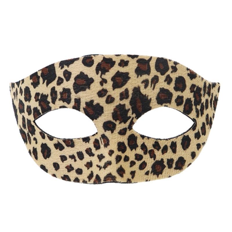 Leopard Print Half Face Mask For Halloween Party Costume Accessory Lightweight Plastic Design With Ergonomic Fit