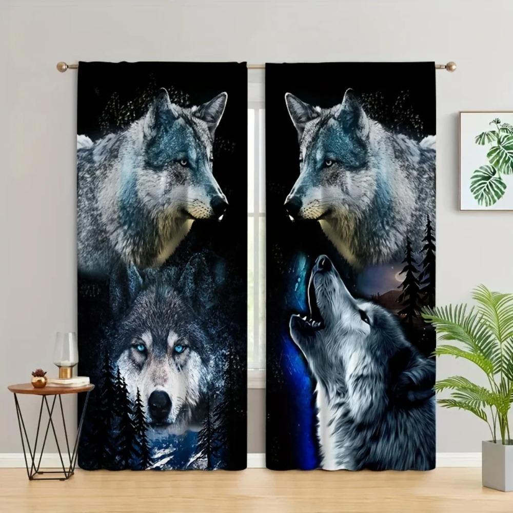 Wild Wolf Animal Free Shipping Window Curtains Blinds For Living Room Kid's Bedroom Bathroom Kicthen Office Door Home Decor2Pcs