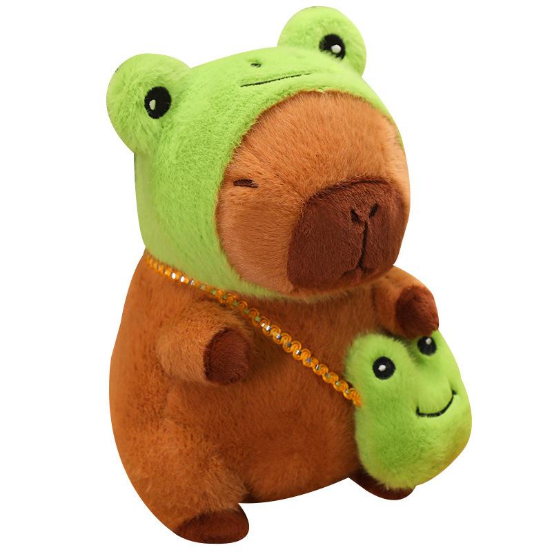 Lovelys Capybara Plüschtier Frosch Dinosaurier Capibara Niedliche Dinge Kawaii Stoffpuppe Kleiner abnehmbarer Rucksack Geburtstagsgeschenk