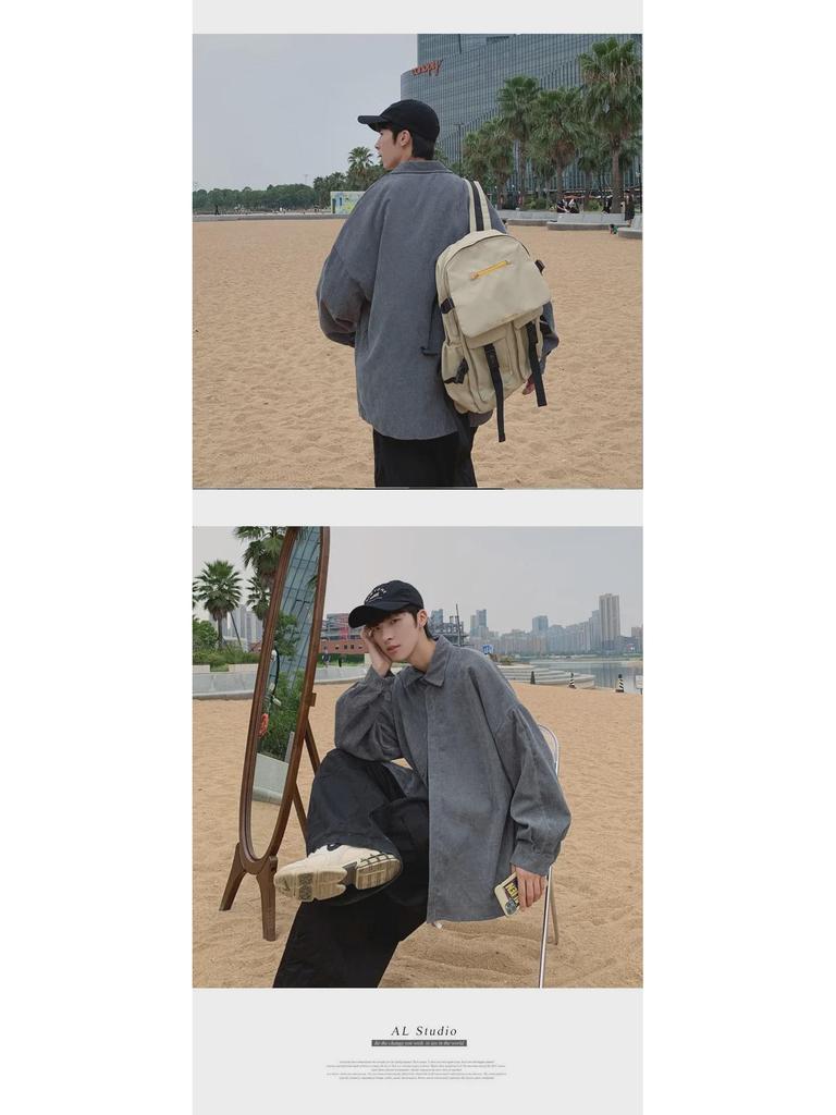 Men's Trendy Corduroy Long-Sleeve Shirt, Versatile Loose-Fit Korean Style for Spring & Autumn