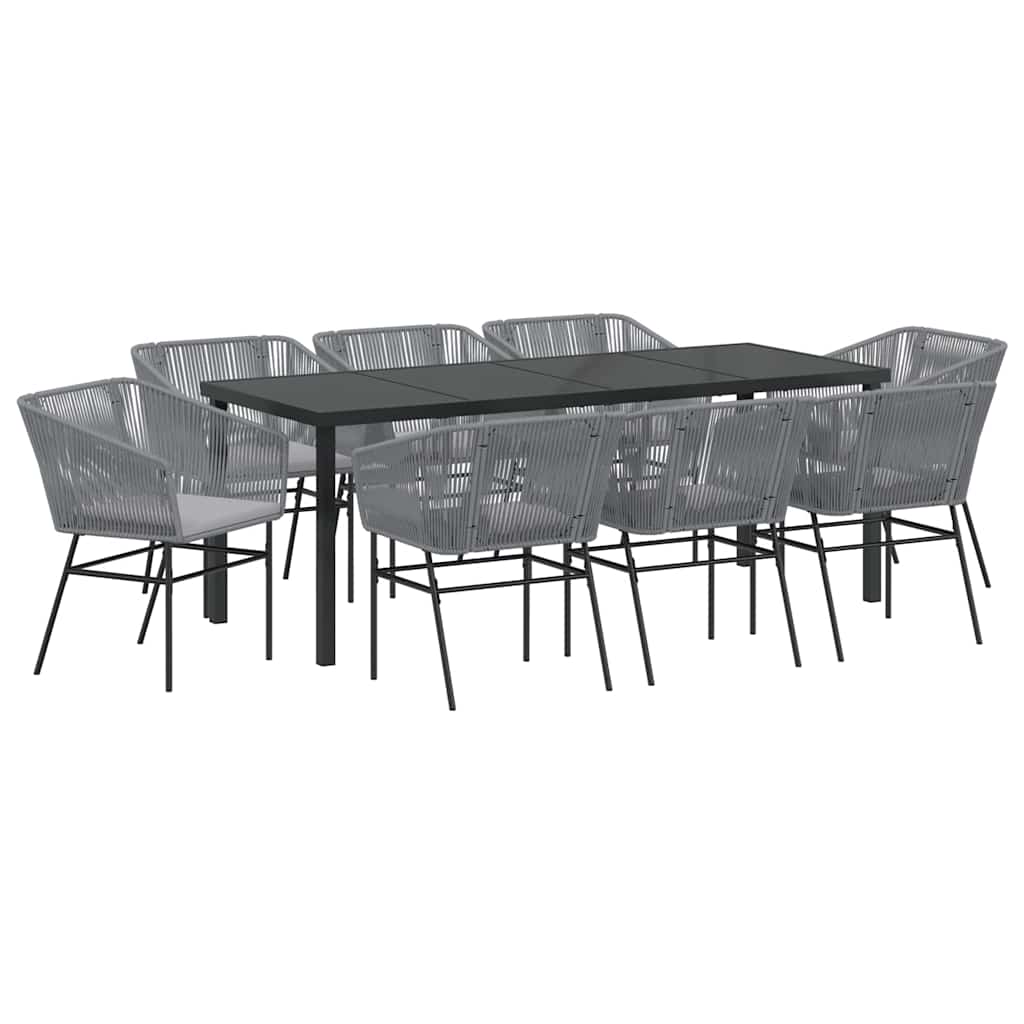 Garden Dining Set 9 Pcs Grey Powder Coated Steel