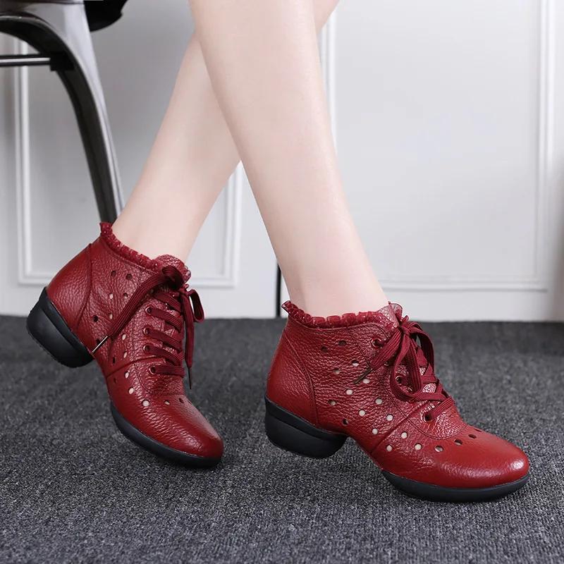 Sneakers Dance Shoes for Women Comfortable Modern Jazz Dancing Shoes Girls Ladies Outdoor Genuine Leather Sports Shoes