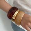 Boho Acrylic Resin Chunky Big Bangles for Women On Hand Goth Geometric Charm Wide Hip Hop Metal Cuff Bangles Men Jewelry