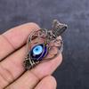 Blue Evil Eye Gemstone Handmade Copper Wire Wrap Jewelry Pendant 1.89" r8O10