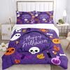 3 stuks Happy Halloween Schattig Pompoen Geest Schedel Patroon Beddengoed Drie-delige Set (1 Dekbedovertrek + 2 Kussenslopen, Zonder Vulling), Dit Beddengoed met Print S