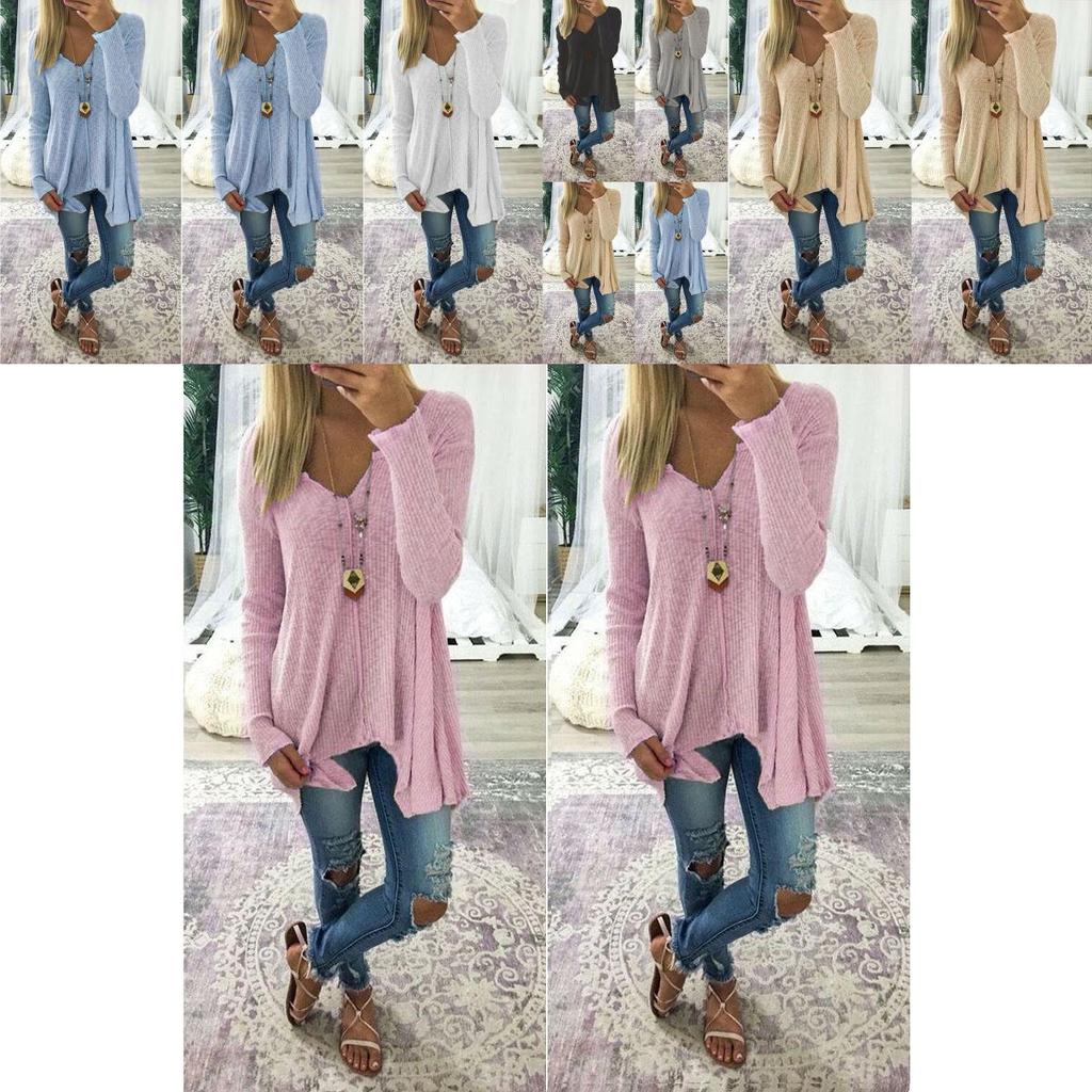 Comfortable Plus Size Women Loose Blouse With Long Sleeves And Irregular Design
