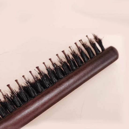 1/2Pcs Boar Bristle Teasing Hair Brush Wooden Long Handle Curl Fluffy Hair Rat Tail Comb Women Thin Thick Hair Styling Detangling Comb