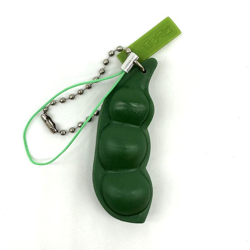 2pcs Squishy Decompression Antistress Toys Squeeze Peas Bean Keychain Adult Kids Relief Rubber Stress Reliever Toy J117