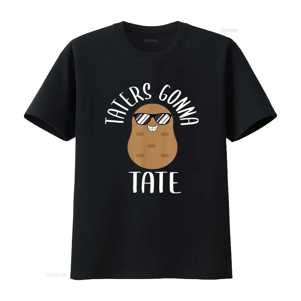 Taters Gonna Tate Funny Potato T Shirt Vintage Washed Slightly Breathable Comfortable Designer Clothes Homme Stylish Streetwear
