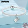 WOSTU 925 Silver Religious Openable Bible Book Charm Cross Faith Pendant Celtic Knot Bead Fir Bracelet DIY Family Gift