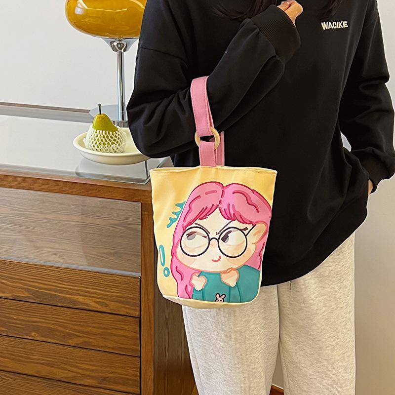 New Bucket Cartoon Graffiti Handbag Fashion Niche One-shoulder Fashionable Women's Bag Ins Versatile Crossbody Bag