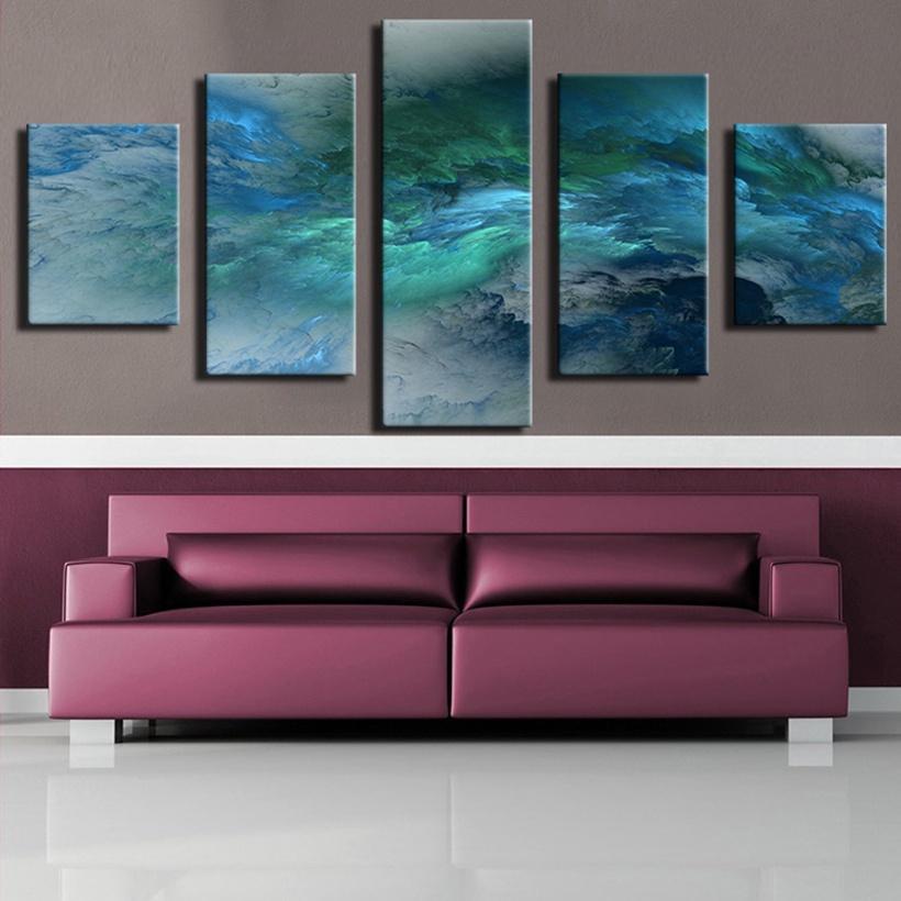 5 Pieces Poster Printed Modular Picture Canvas Painting Abstract Colorfull Clounds Wall Art For Living Room Home Decor Artwork