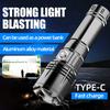 Leistungsstarke LED-Taschenlampe Typ-C Wiederaufladbar Zoom-Taschenlampe Tragbar Outdoor Wiederaufladbar Mobiltelefon-Funktion für Camping und Erkundung
