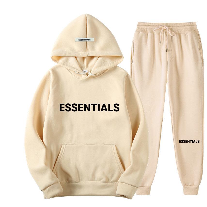 2024 Fear of God Essentials Uniszex Kapucnis Pulóver Szett - Dupla Cérnával, High Street Stílus Őszre/Télre