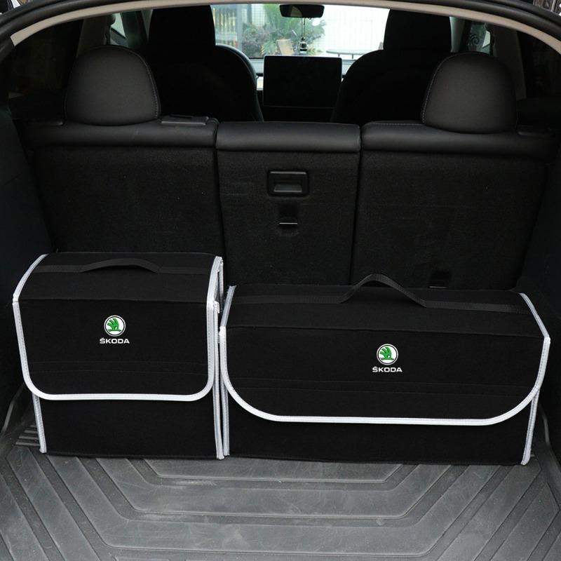 Auto Weiche Filz Aufbewahrungstasche Organizer Auto Faltbare Kofferraumtasche Autozubehör Für Skoda Octavia MK2 MK3 2 A7 Fabia Karoq Kodiaq Superb Rapid Yeti