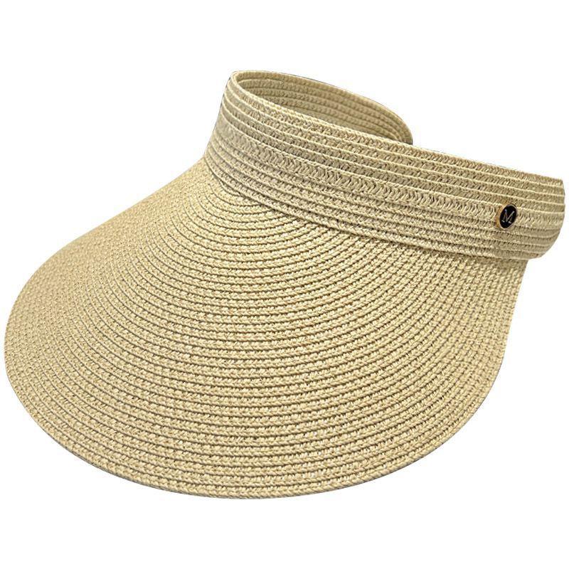 Straw big eaves hat spring and summer anti-ultraviolet sunshade empty top hat children Internet celebrity versatile no top hat
