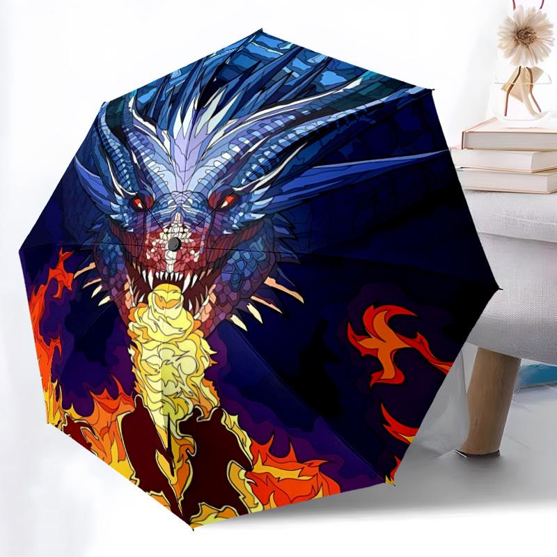 1pc Dragon Fire Breath Folding Umbrella | Elegant Design, Fashionable Accessory, Durable Construction, Sturdy Ribs yy251107095