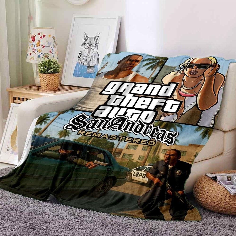 1 τεμάχιο μαλακή φανελένια κουβέρτα Grand Theft Auto με σχέδιο σχεδιαστή. Μια ζεστή κουβέρτα για όλες τις εποχές, ιδανική για τον καναπέ, το κρεβάτι, το γραφείο.