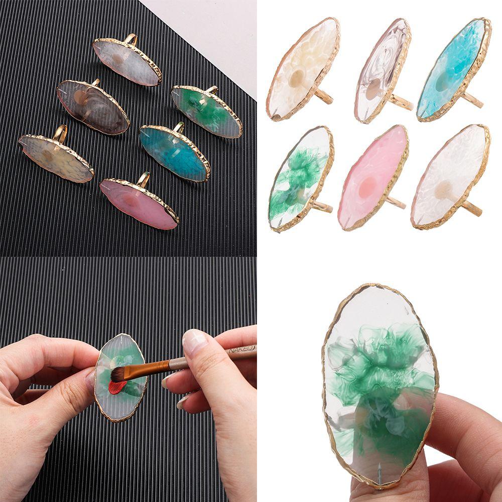 Finger Ring Painting Palette Nail Display Stand Nail Art Plate Tips Pigment Holder Nail Art Palette