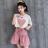 Girls Cotton Short Sleeve T Shirt and Shorts Set for Summer