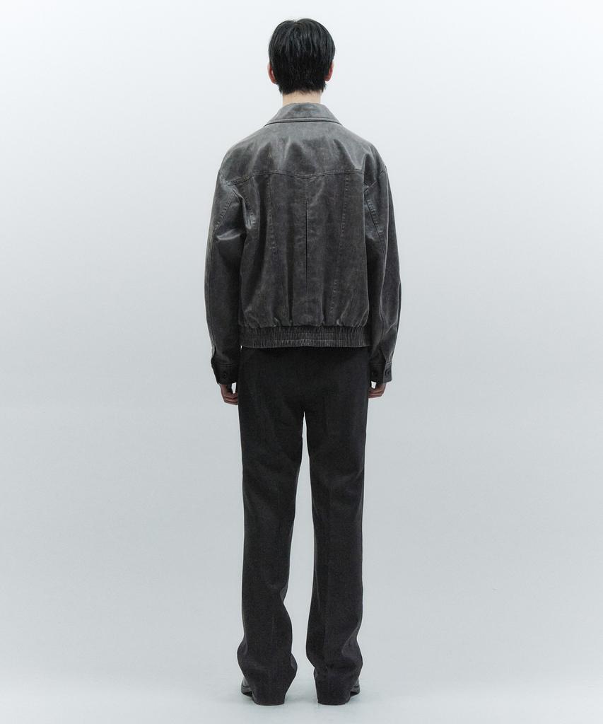 INSILENCE Belted Double-Pleated Wool Pants Charcoal