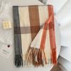 Popular couple black and white plaid scarf women's winter versatile imitation cashmere plaid scarf thickened to keep warm, windproof and cold