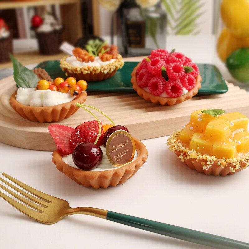 1Pcs Fake Fruit Pie Cake Tart Model Fun Fruit Tart Dessert Prop Simulation Food Cream Food Play Desserts Artificial Decorations