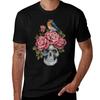 Skull And Roses With Bird Tshirt Casual All Match Short Sleeve Tshirt