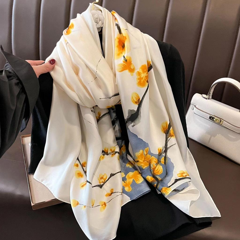 180*90cm Fashion Luxury Brand Scarf Women Shawl  Wrap Spring Muffler Hijab Bufanda Foulard Female Bandana Beach Stoles  Silk