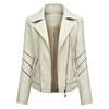 Women's Slim Fit Motorcycle Leather Jacket - Thin Spring/Autumn Outerwear Plus Size Stand Collar Trendy Design