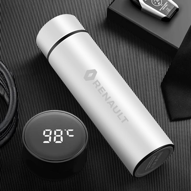 2026 Hot For Renault Hub Caps 500ml Stainless Steel Smart Thermos Mug Insulated Water Bottle For Renault Clio QM6 Kadjar Scenic