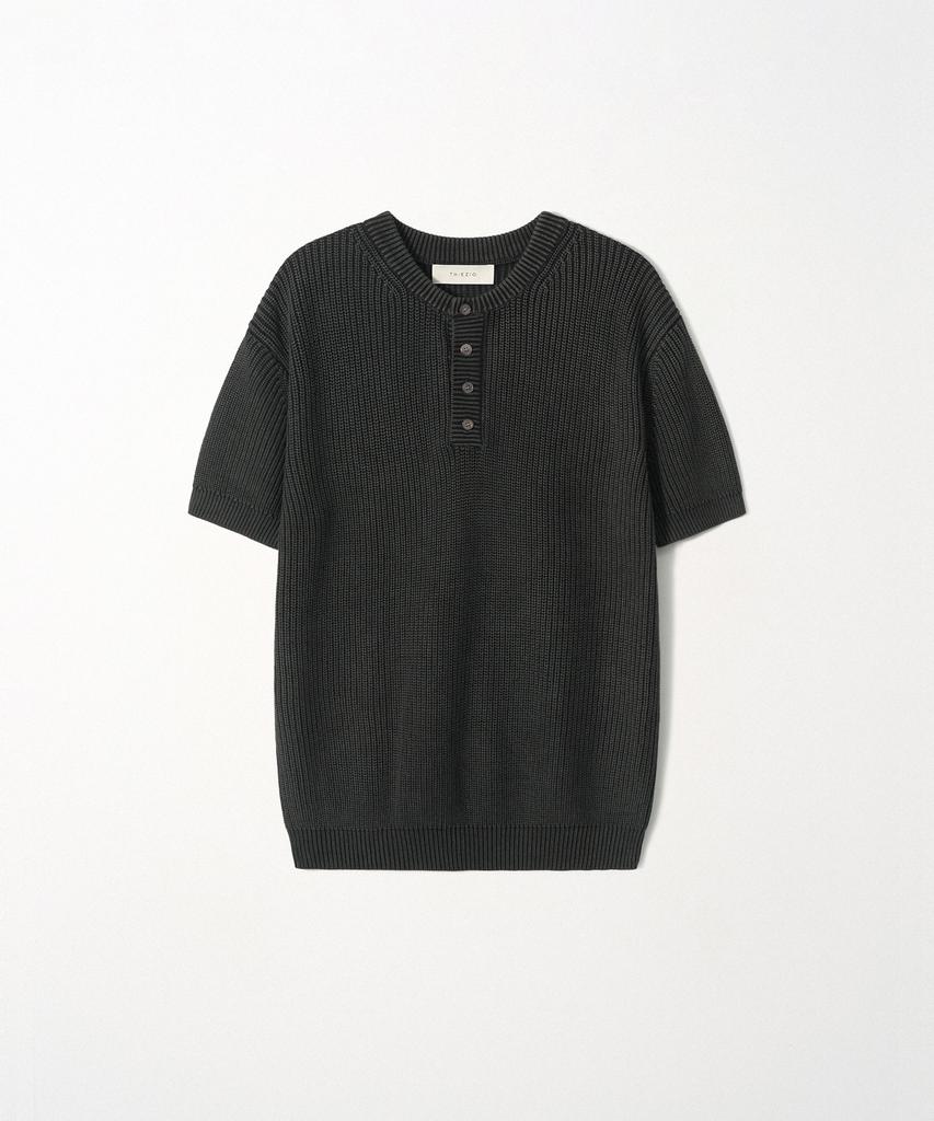 EZIO Pigment Dyed Henley Knit_Black