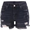 Blue Frayed Hem Denim Shorts, Ripped Holes Slash Pockets Short Denim Pants, Women's Denim Jeans & Clothing