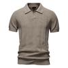 AIOPESON 2026 Men's Knitted Mesh Polo Shirt Solid Striped Breathable Turn Down Collar Sweater Polo