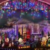 Luzes de Natal LED de Gelo Externas Impermeáveis Decorativas 8 Modos Iluminação de Feriado Para Jardim Beiral Luzes de Gelo LED de Fada