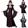 Dievčenský Halloweensky Kostým Čarodejnice Upíra Cosplay Dlhé Šaty Detské Rozšírené Rukávy S Potlačou Kostým Na Párty Predstavenie Pre Javisko